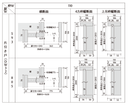 枠巾110　片引き戸