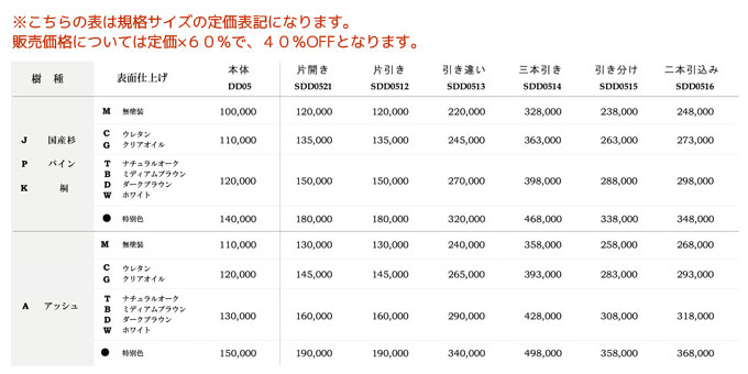 デザインシリーズ価格表