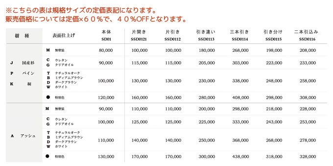 デザインシリーズ価格表