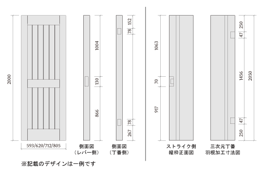 標準開き戸本体図