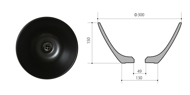 信楽シンプルボウル S30-B ブラック φ300×H150mm 手洗いボウル 手洗い鉢 重蔵窯 信楽焼 - 7