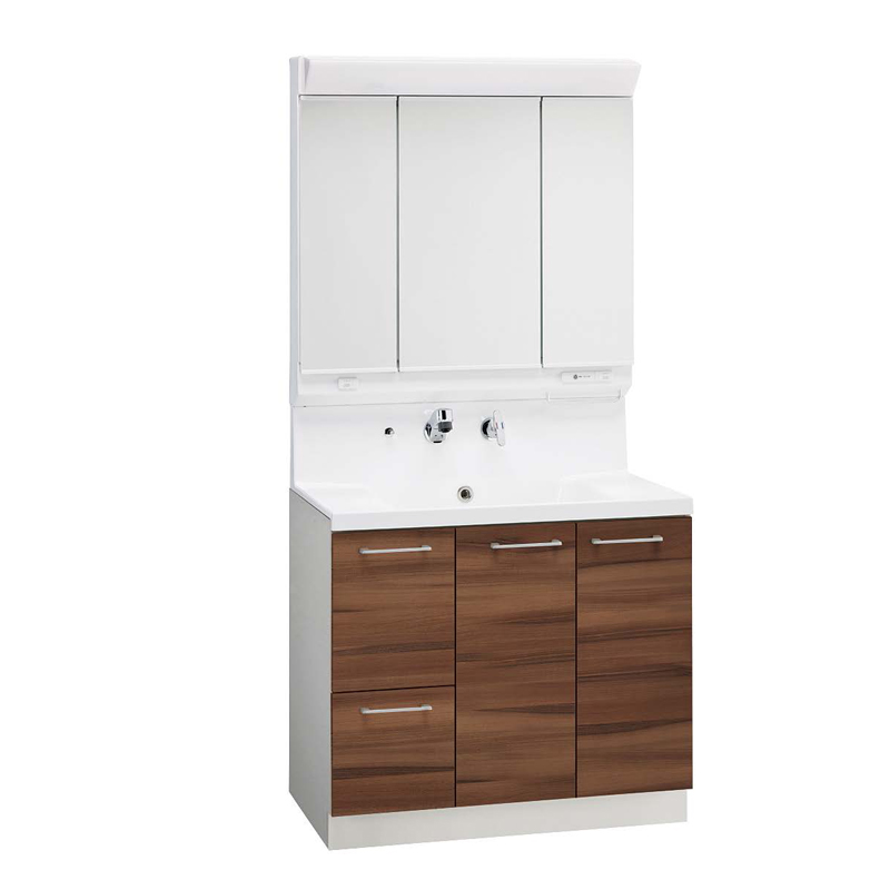 Woodone ウッドワン 洗面化粧台 ウッドワン C Series Cシリーズ 片引出しタイプ 間口900mm ダークブラウン色 ウォールナット柄